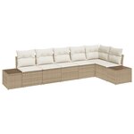 vidaXL Ensemble de Canapé de Jardin 6 Pièces avec Coussins Beige Poly Rattan
