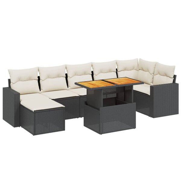 vidaXL Salon de jardin 8 Pièces avec coussins noir résine tressée