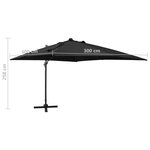 vidaXL Parasol déporté avec mât et lumières LED Noir 300 cm