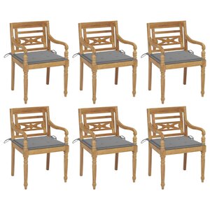 vidaXL Chaises Batavia avec coussins 6 Pièces Bois de teck solide