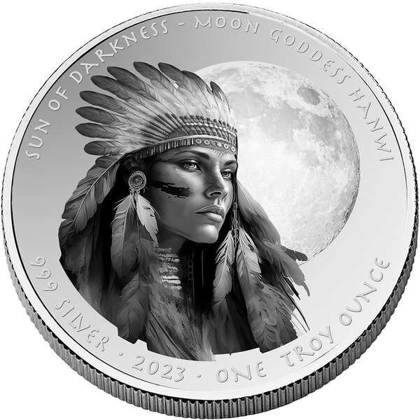 Pièce de monnaie en Argent 1 Dollar g 31.1 (1 oz) Millésime 2023 Native American Silver Dollars SUN OF DARKNESS