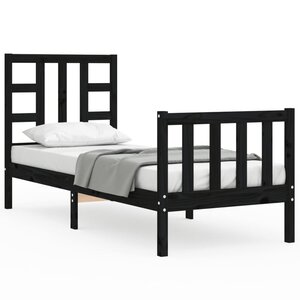 vidaXL Cadre de lit sans matelas noir bois de pin massif