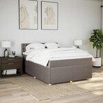 vidaXL Sommier à lattes de lit avec matelas Taupe 140x190 cm Tissu