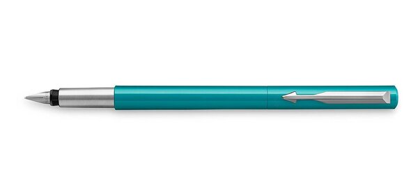 Stylo plume VECTOR Pte Moyenne Corps Bleu Canard Brillant Attribut Acier PARKER