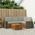 vidaXL Ensemble de canapés d'extérieur 5 Pièces Naturel et gris clair