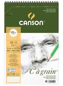 Album spiralé 30 Feuilles Papier Dessin 'C' à grain A4+ 180g Blanc CANSON