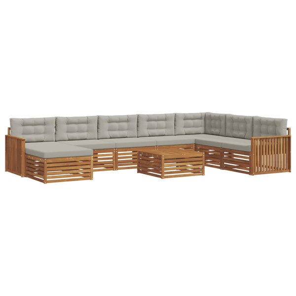 vidaXL Ensemble de canapés d'extérieur 9 pc Gris Naturel et Clair