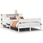 vidaXL Lit bibliothèque sans matelas blanc 140x190 cm bois pin massif