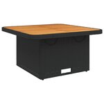 vidaXL Table de jardin noir 80x80x71 cm résine tressée et bois acacia