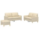 vidaXL Ensemble de canapés 3 Pièces avec coussins Crème Tissu