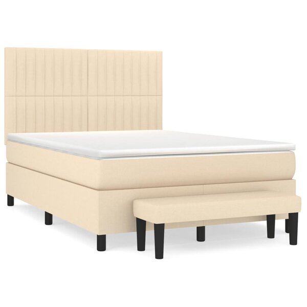 vidaXL Sommier à lattes de lit avec matelas Crème 140x200 cm Tissu