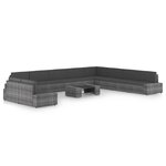 vidaXL Salon de jardin 11 Pièces avec coussins Gris Résine tressée