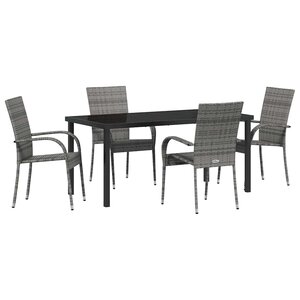 vidaXL Ensemble de salle à manger pour jardin 5 Pièces Gris