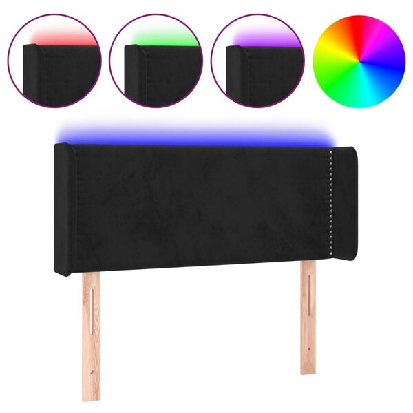 vidaXL Tête de lit à LED Noir 103x16x78/88 cm Velours
