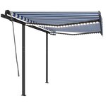 vidaXL Auvent automatique capteur de vent LED 3 5x2 5 m Bleu et blanc