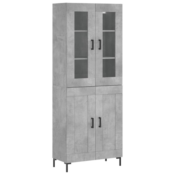 vidaXL Buffet haut Gris béton 69 5x34x180 cm Bois d'ingénierie