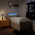 vidaXL Sommier à lattes de lit avec matelas Crème 90x200 cm Tissu