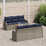 vidaXL Ensemble de canapé de jardin avec coussin 7 Pièces Gris polyrotin