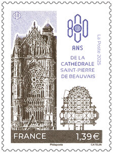 Timbre - Mulhouse - 800 ans de la cathédrale Saint-Pierre de Beauvais - Lettre Verte
