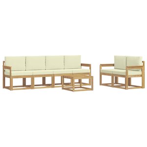 vidaXL Ensemble de canapés d'extérieur 7 Pièces Blanc et crème