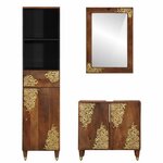vidaXL Set de meubles de salle de bain 3 Pièces Marron 62 x 33 x 58 cm