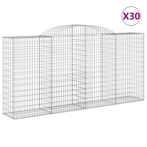 vidaXL Paniers à gabions arqués 30 Pièces 300x50x140/160 cm fer galvanisé