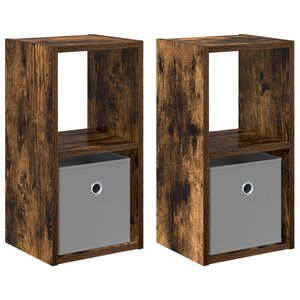 vidaXL Table de chevet 2 Pièces Chêne fumé 25 5 x 22 x 49 5 cm