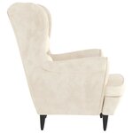 vidaXL Fauteuil à oreilles avec tabouret crème velours