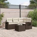 vidaXL Salon de jardin avec coussins 5 Pièces marron résine tressée