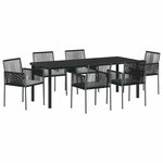 vidaXL Ensemble de salle à manger pour jardin 7 Pièces Noir Rotin PE
