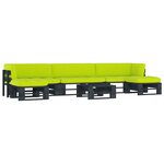 vidaXL Salon de jardin palette 6 Pièces et coussins pin imprégné de noir