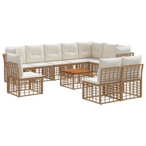 vidaXL Ensemble de canapés d'extérieur 11 pc Blanc Naturel et Crème