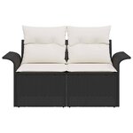 vidaXL Canapé de jardin avec coussin Noir 141 x 62 x 69 cm polyrotin