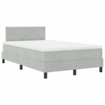 vidaXL Lit à ressort LED avec matelas Gris clair 120 x 200 cm Velours