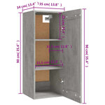 vidaXL Armoire suspendue Gris béton 35x34x90 cm Bois d'ingénierie