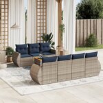 vidaXL Salon de jardin 8 Pièces avec coussins gris résine tressée