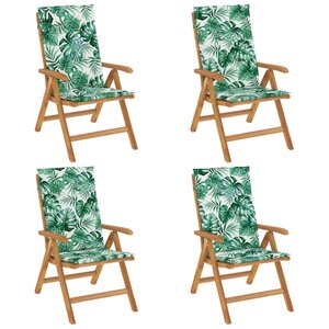 vidaXL Chaises de jardin inclinables lot de 4 et coussins bois teck