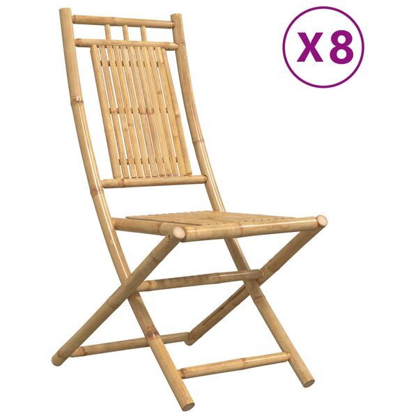vidaXL Chaises pliables de jardin lot de 8 46x66x99 cm bambou