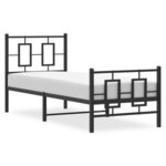 vidaXL Cadre de lit métal avec tête de lit/pied de lit noir 80x200 cm