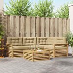 vidaXL Ensemble de canapés d'extérieur 6 Pièces Blanc et Beige Polyester