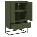 vidaXL Buffet haut vert olive 68x39x111 5 cm acier laminé à froid