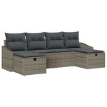 vidaXL Ensemble de canapé de jardin avec coussin 6 Pièces Gris Poly rotin