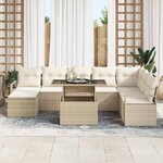 vidaXL Ensemble de canapé de jardin 9 Pièces Beige Poly rotin