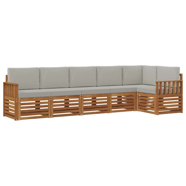 vidaXL Ensemble de canapés d'extérieur 6 pc Gris Naturel et Clair