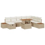 vidaXL Canapé de Jardin 9 Pièces avec Coussins Beige en Rattan Synthétique
