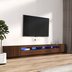 vidaXL Ensemble de meubles TV avec lumières LED 3 Pièces Chêne marron