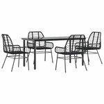 vidaXL Ensemble à manger de jardin 5 Pièces noir résine tressée verre