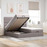 VidaXL Cadre de lit ottoman avec matelas taupe 180x200 cm tissu
