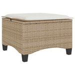 vidaXL Tabourets jardin coussins 2Pièces beige 55x55x36 cm résine tressée