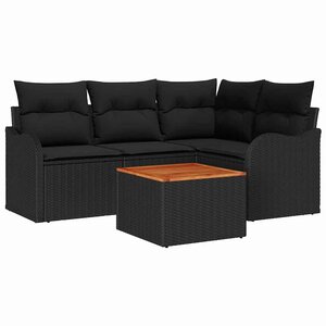 vidaXL Ensemble de canapé de jardin 5 Pièces Noir Poly rotin